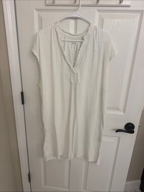 aerie White Fringe V-Neck Tunic